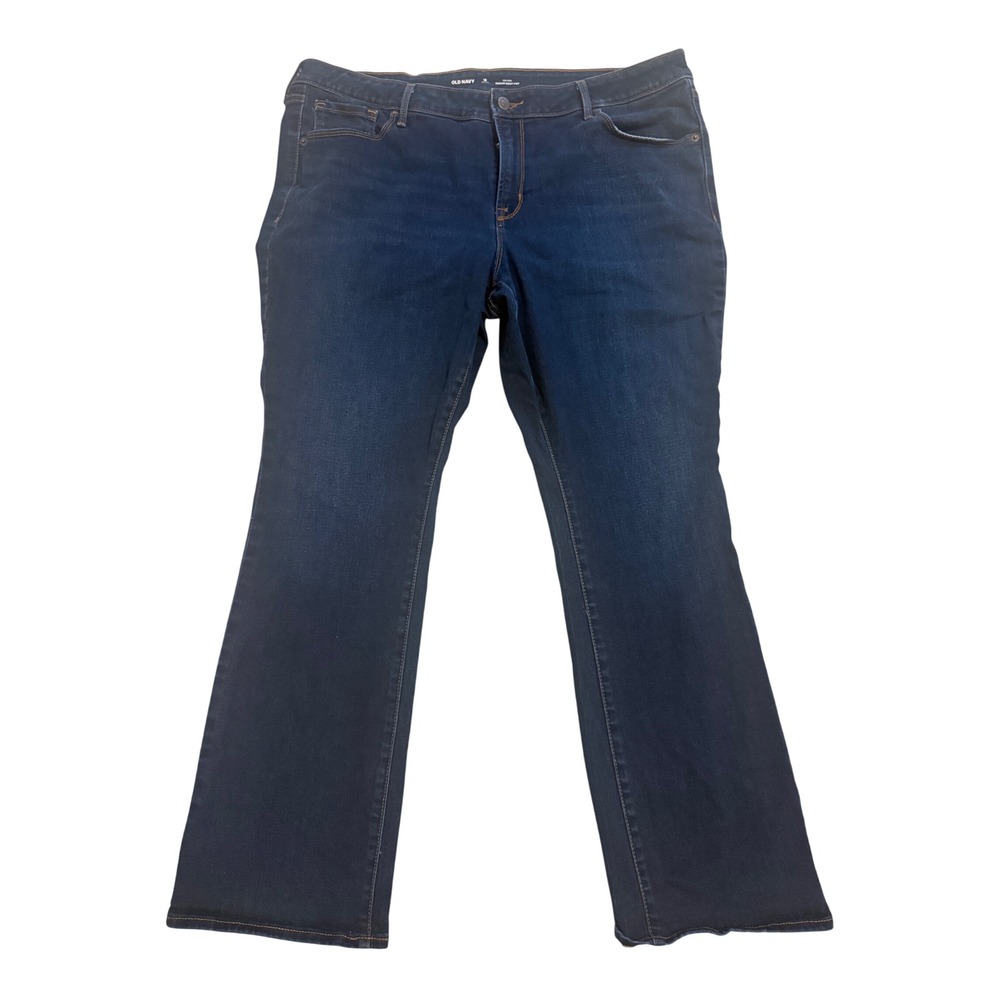 Old Navy Kicker BootCut Jeans Women 18 Petite Dark Wash Excellent Mid-Rise Flare